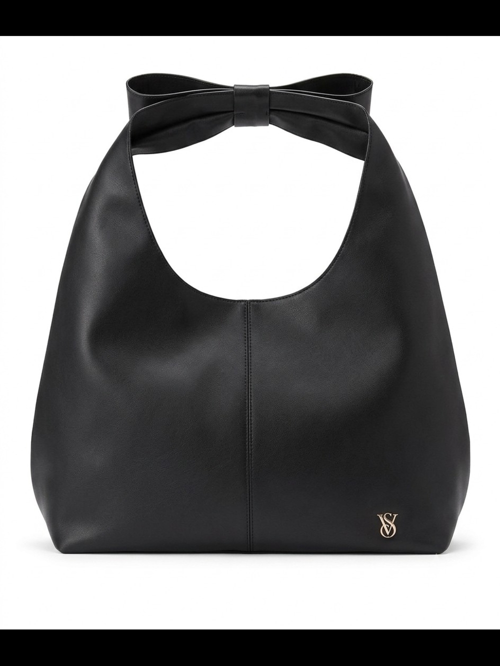 Victoria's Secret Signature Black Bow-Handle Hobo Bag